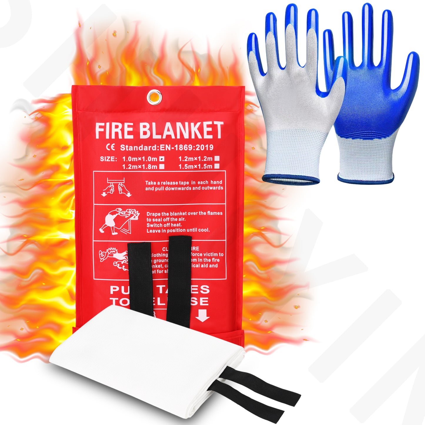 Tamodan Fire Blankets x2-40" x 40" Fire Blanket for Home - Fire Blanket Kitchen for Emergency Use - Emergency Fire Blankets Suitable for Kitchen Office &Grill.